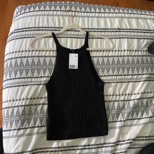Black Rib Knit Top